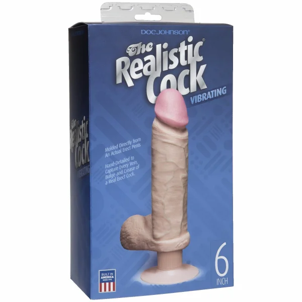 Doc Johnson The Vibrating Realistic 6" Cock with Suction Cup - Vanilla