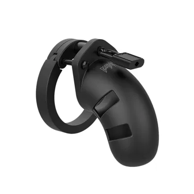 Shots Toys 3 5 Black Silicone Cock Cage with Metal Lock