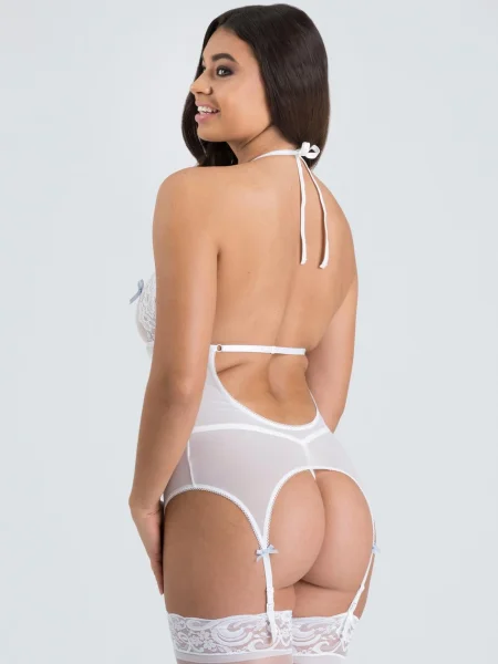 Lovehoney Peek-a-Boo White Lace Merry Widow Bustier SetPeek-a-Boo White Lace Mer