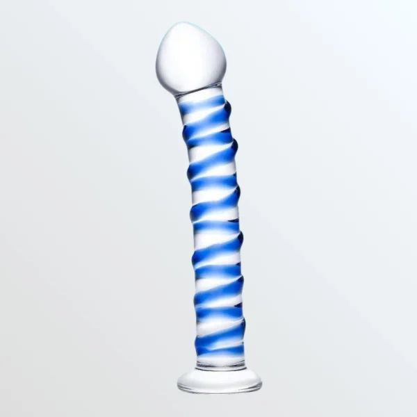 Glas Blue Spiral Glass Dildo