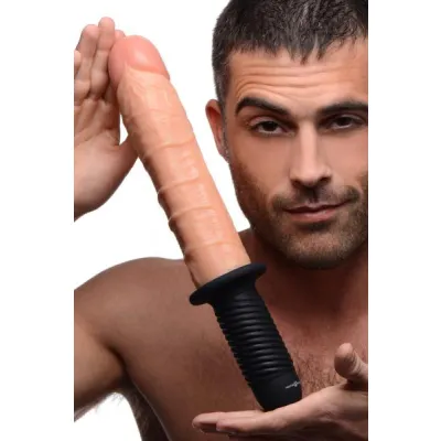 Onslaught 13X XL Vibrating Dildo Thruster Beige