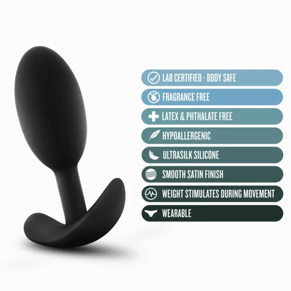 Anal Adventures Platinum - Silicone Vibra Slim Plug - Medium - Black