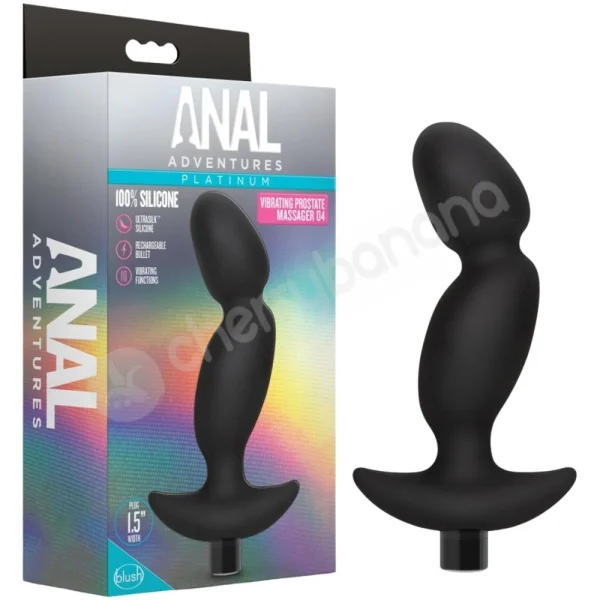 Anal Adventures Platinum Silicone Vibrating Black 4.7" Prostate Massager #4