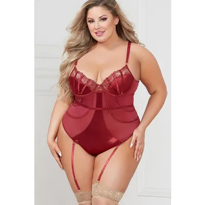 Intimate Times Mesh Teddy in Satin Lace By Seven Til Midnight
