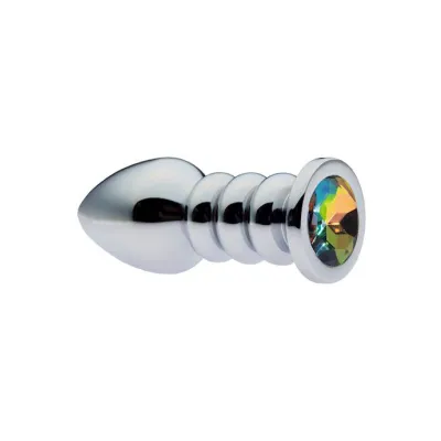 Kinki Ribbed Gemmed Butt Plug Rainbow Large