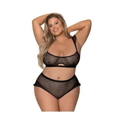 Magic Silk Girl Next Door Bralette Panty Black Queen Size