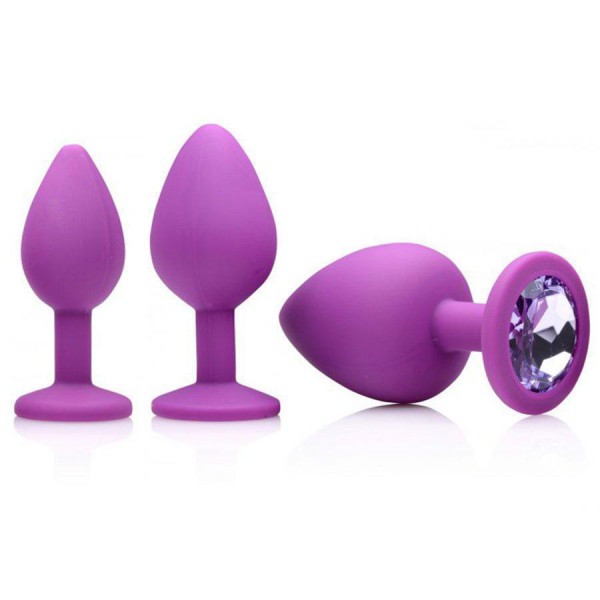 Purple Gems 3-Piece Silicone Anal Plug Set