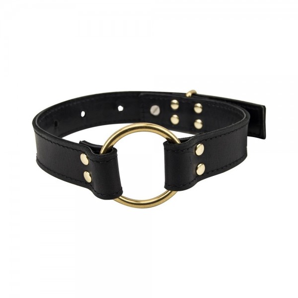 Bound Noir Nubuck Leather O-Ring Choker Collar