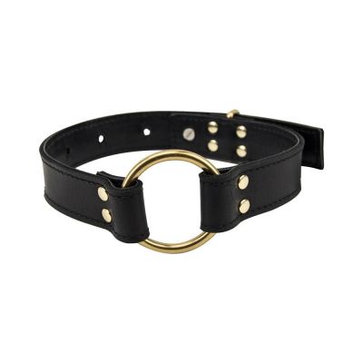 Bound Noir Nubuck Leather O Ring Choker Collar
