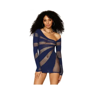Women s Lingerie Dreamgirl Stripey One shoulder Fishnet Chemise Nocturnal O s