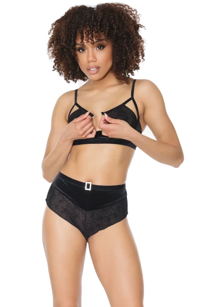 Easy Access Velvet Bra & Matching Booty Shorts