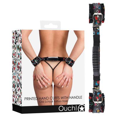 Ouch Printed Handcuffs with Handle