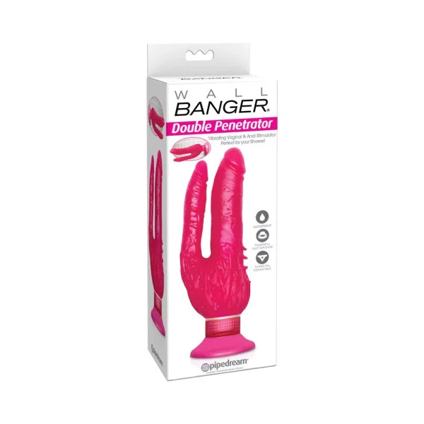Waterproof Wall Bangers Double Penetrator Pink Suction Cup — image 11 of 11