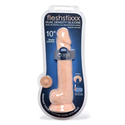 Fleshstixxx 10 Inch Silicone Dildo With Balls Vanilla