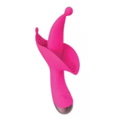 G Spot Vibrators Passion Flower Bud Heat Up Dual Stimulator Pink