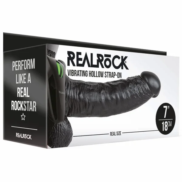 Real Rock Hollow Vibrating 7 Inch Ballsy Strap-On