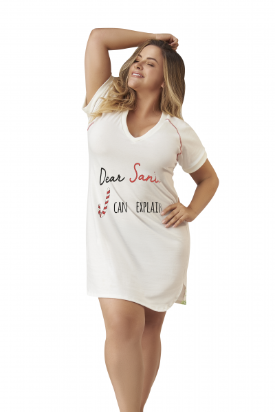 Mapale 1X/2X Ivory Sleep Dress