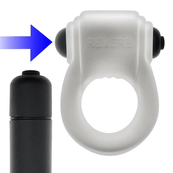 Bullets & Discreet:  Hunkyjunk Revring Cockring With Bullet Vibrator White Ice