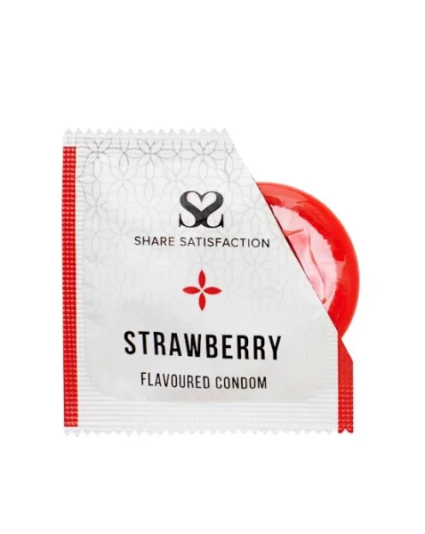 Share Satisfaction Strawberry Flavoured Condom - 12 Pack - Strawberry