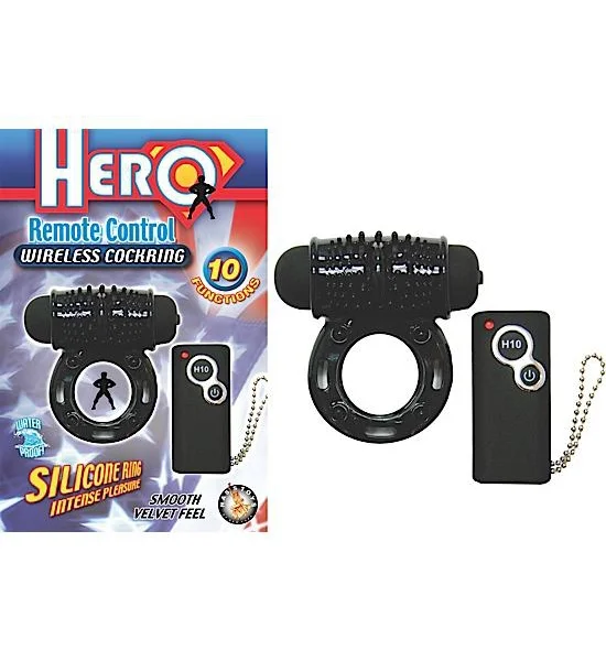 Hero Remote Control Wireless Cock Ring Black