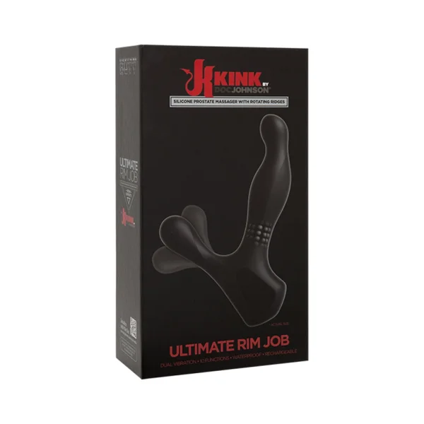 Kink - The Ultimate Rimmer Job Vibrating Silicone Prostate Massager With Rotating Ridges Black — image 2 of 3