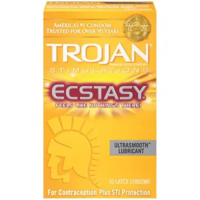 Trojan Stimulations Ultra Ribbed Ecstasy Ultrasmooth 10 Pack