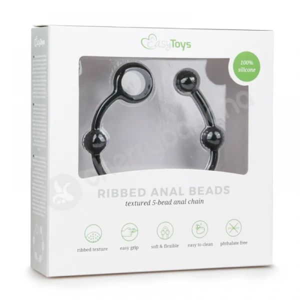 Easytoys Black Small Ribbed Anal Beads