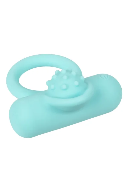 Silicone Rechargeable Nubby Lover's Delight Vibrating Cock Ring By CalExotics - Teal
