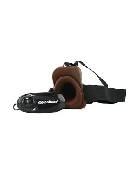 Fetish Fantasy Series 7 Inch Vibrating Hollow Strap-on With Balls - Brown - 7.4 Inch