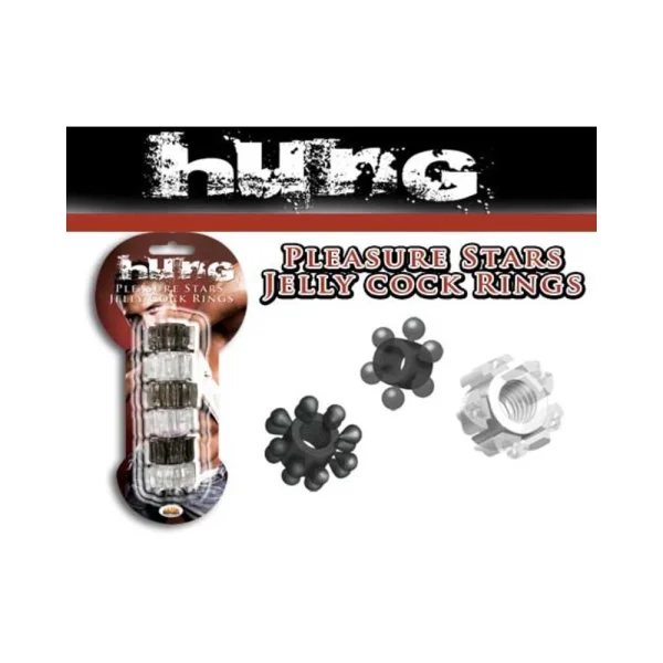 Hung Pleasure Stars Jelly Cock Rings Black/clear 6 Pack — image 5 of 5