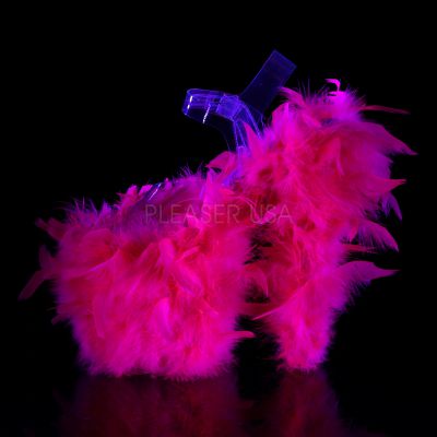 8 inches Heel 4 inches PF Marabou Feather Ankle Strap Sandal