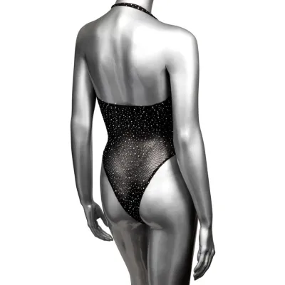 California Exotic Radiance Deep V Neck Bodysuit with Rhinestone Accents