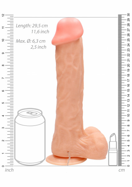 Vibrating Realistic Cock - 11" - With Scrotum - Skin - Realistic Vibrators