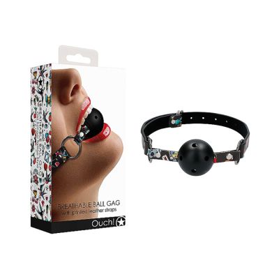 Ouch Old School Tattoo Printed Breathable Ball Gag