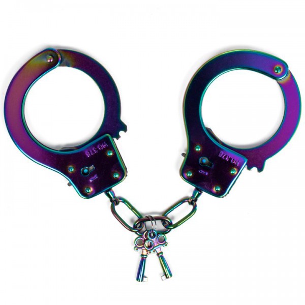 Bondara Shiny B!tch Holographic Stainless Steel Handcuffs