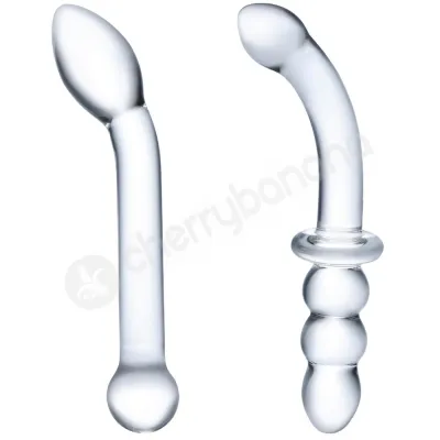 Glas G spot Pleasure Glass Clear Dildo 2 Piece Set