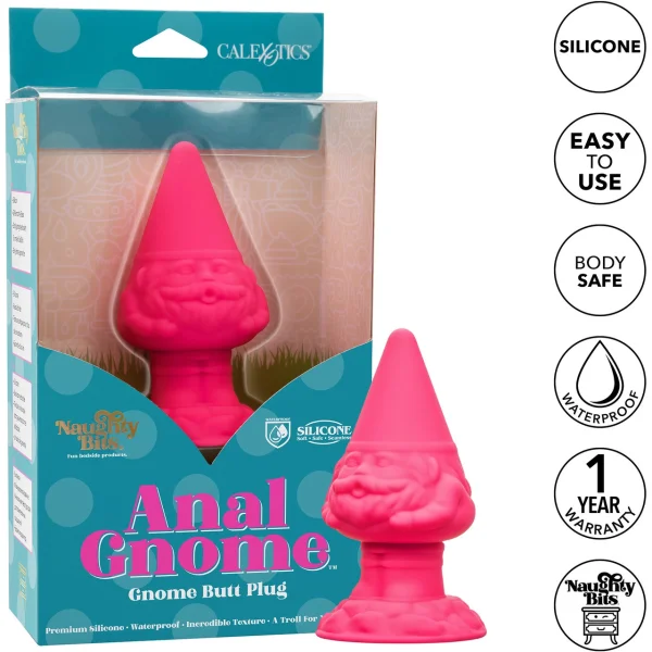 Naughty Bits Anal Gnome Silicone Butt Plug By CalExotics - Pink