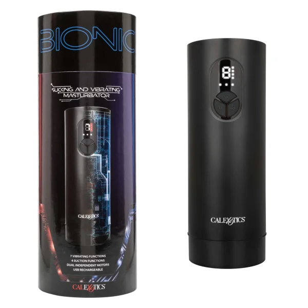 Bionic Sucking and Vibrating Masturbator - Black