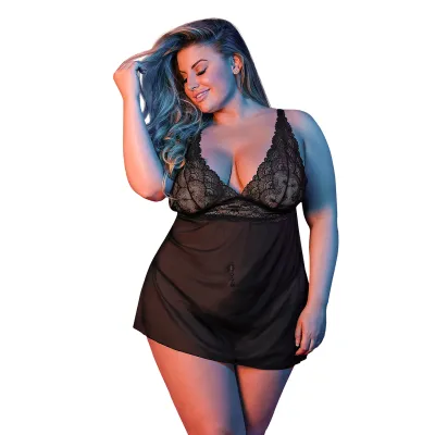 Babydoll with Fly Away Back and G String Set Queen Size