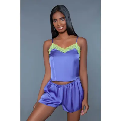Callie Satin Set Purple 1x