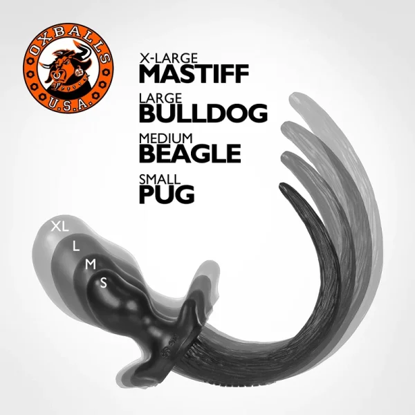 Oxballs Silicone Puppy Tail Anal Plug - Pug, Black — image 5 of 5