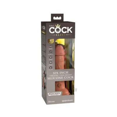 King Cock Elite Vibrating Silicone Dual density Cock 6 In Tan