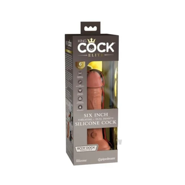 King Cock Elite Vibrating Silicone Dual-density Cock 6 In. Tan