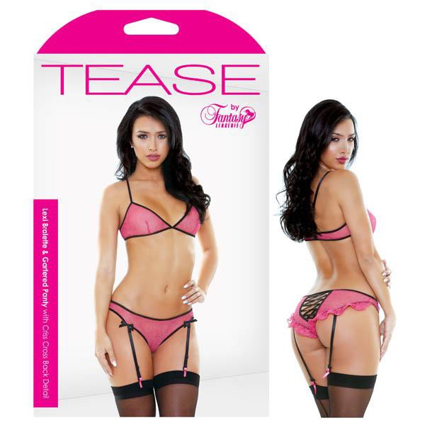 Tease - Lexi Bralette & Gartered Panty With Criss Cross Back Detail