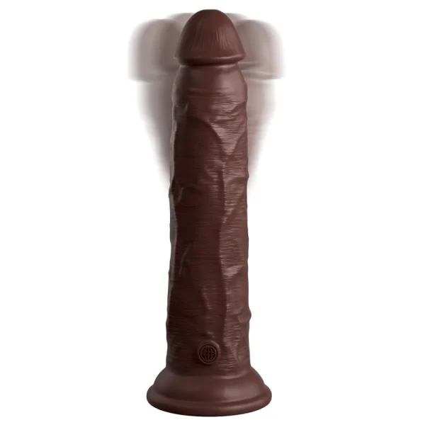 King Cock Elite 9 Inch Dual Density Vibrating Cock Flesh Brown — image 5 of 25