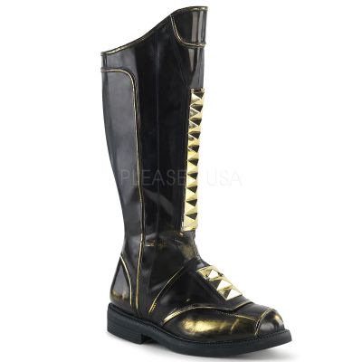 1 inches Stacked Heel Men s Knee High Boot Side Zip