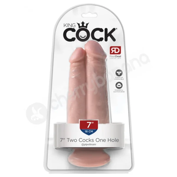 King Cock Flesh 7'' Two Cocks One Hole Dildo