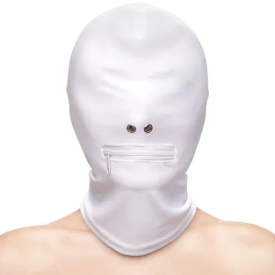 Fetish Fashion Zippered Mouth Hood By NS Novelties White