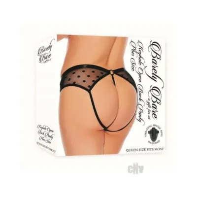Women s Lingerie Barely Bare Keyhole Open back Panty With Vibrating Finger Ring Black Queen Size