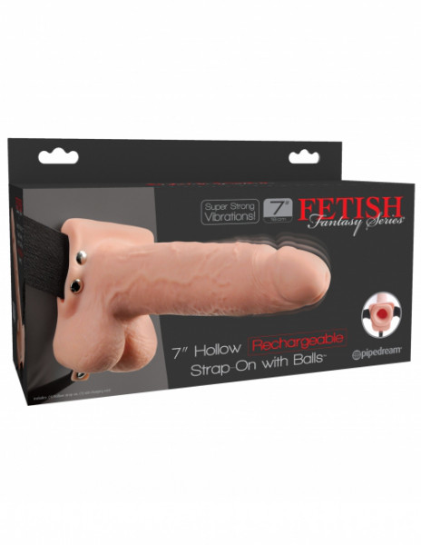 Fetish Fantasy Hollow Rechargeable Strap-On with Balls